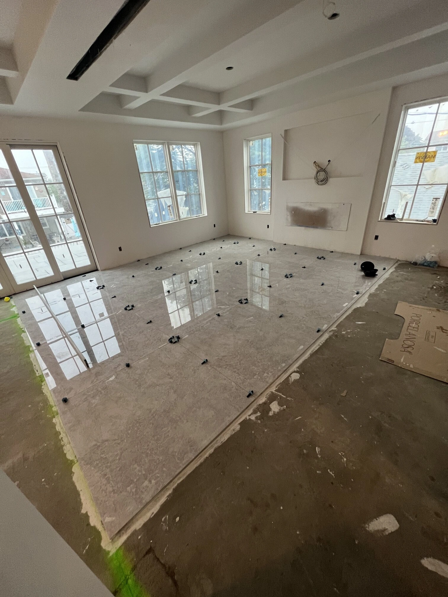Leaving room large porcelain tails floor